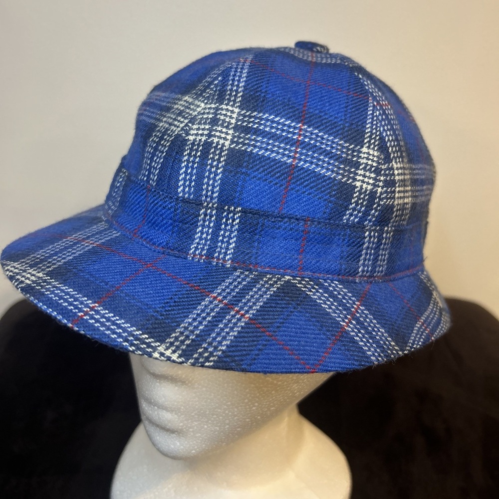 Highland Home Vintage Wool Deerstalker Blue Plaid‎ Hat Made In Scotland NWOT